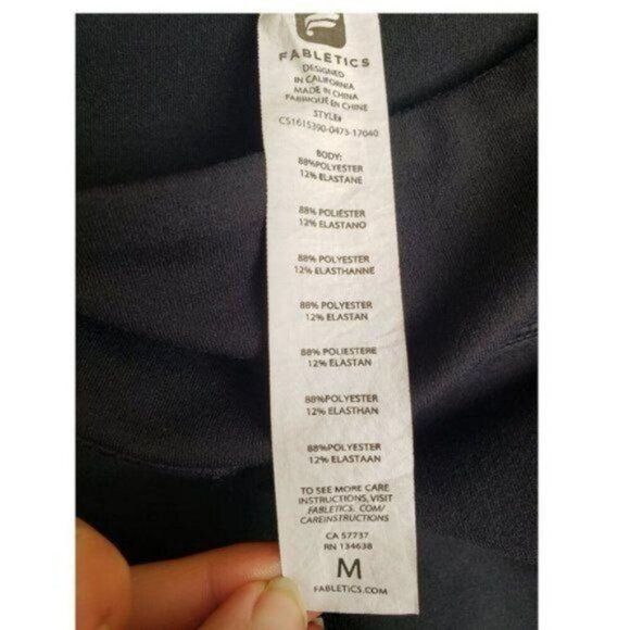 Fabletics Womens Cropped Leggings M Black Blue Midrise Athletic Yoga Workout - Picture 7 of 7